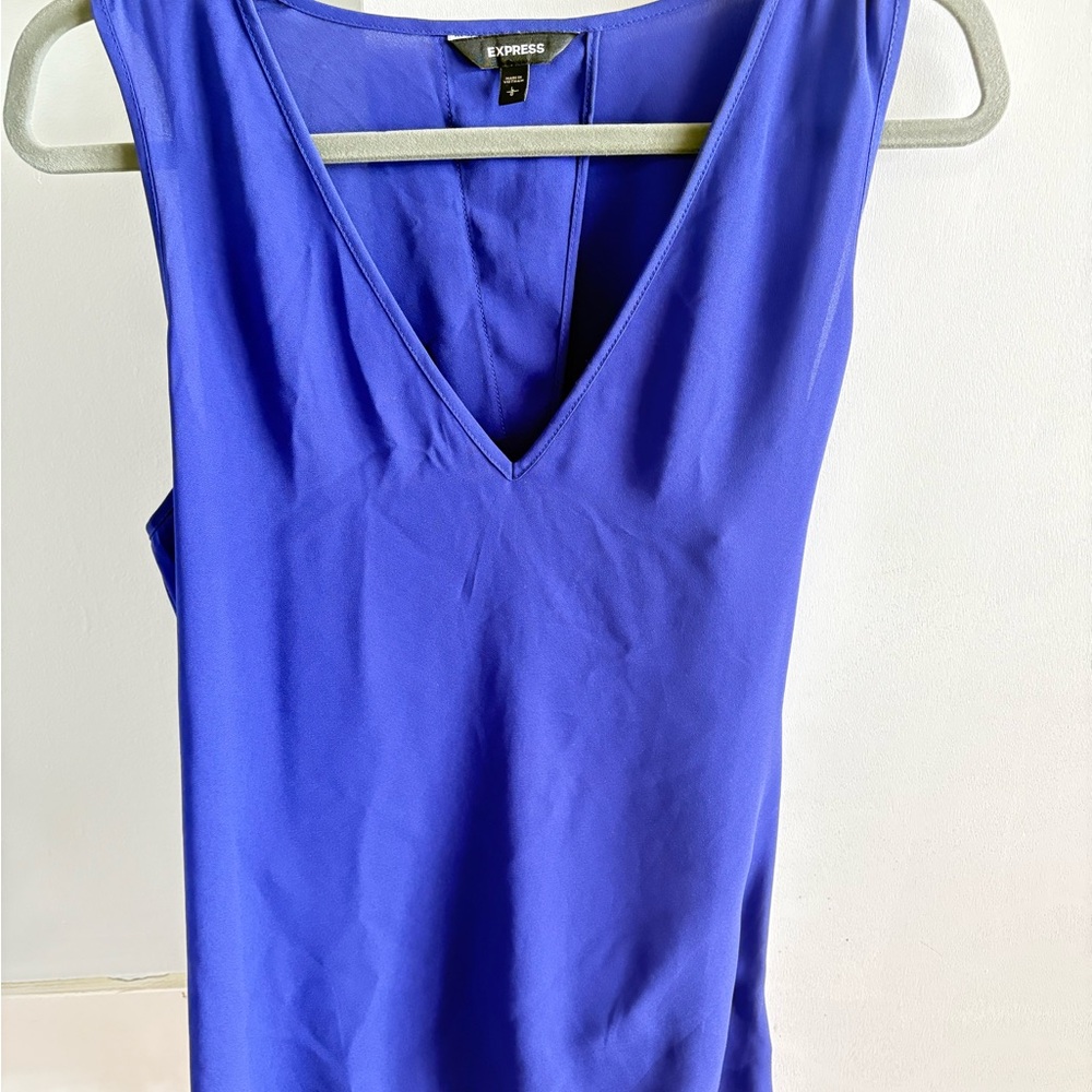 Express Women's Royal Blue V-Neck Tank Top